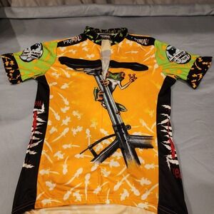 M/ Vtg 90s Primal Wear Frog AOP Cycling Bicycle Jersey Shirt USA